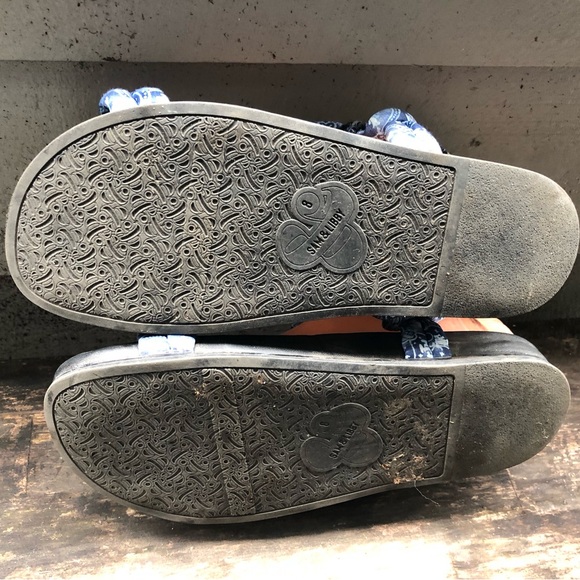 Sam & Libby Women's Multi Blue Fabric Sandal Rubber Sole Adjustable Strap Size 8 - Picture 11 of 11